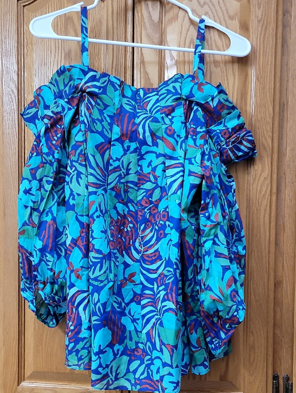 Trina Turk Blue & Teal Floral Off-Shoulder Cami Top